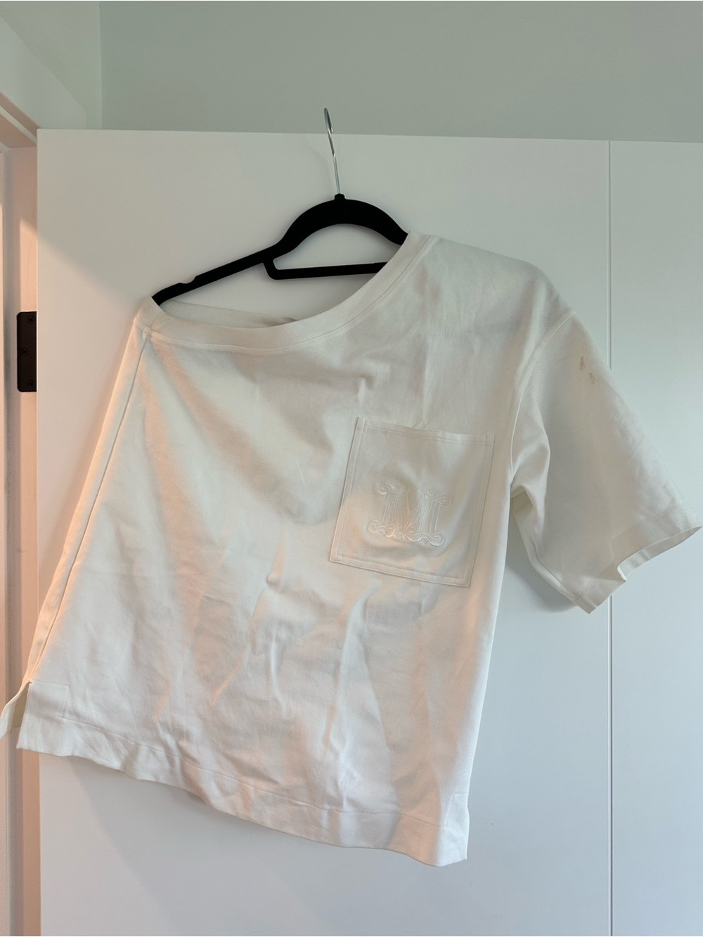 MaxMara Off-White Off the Shoulder Crewneck Tee